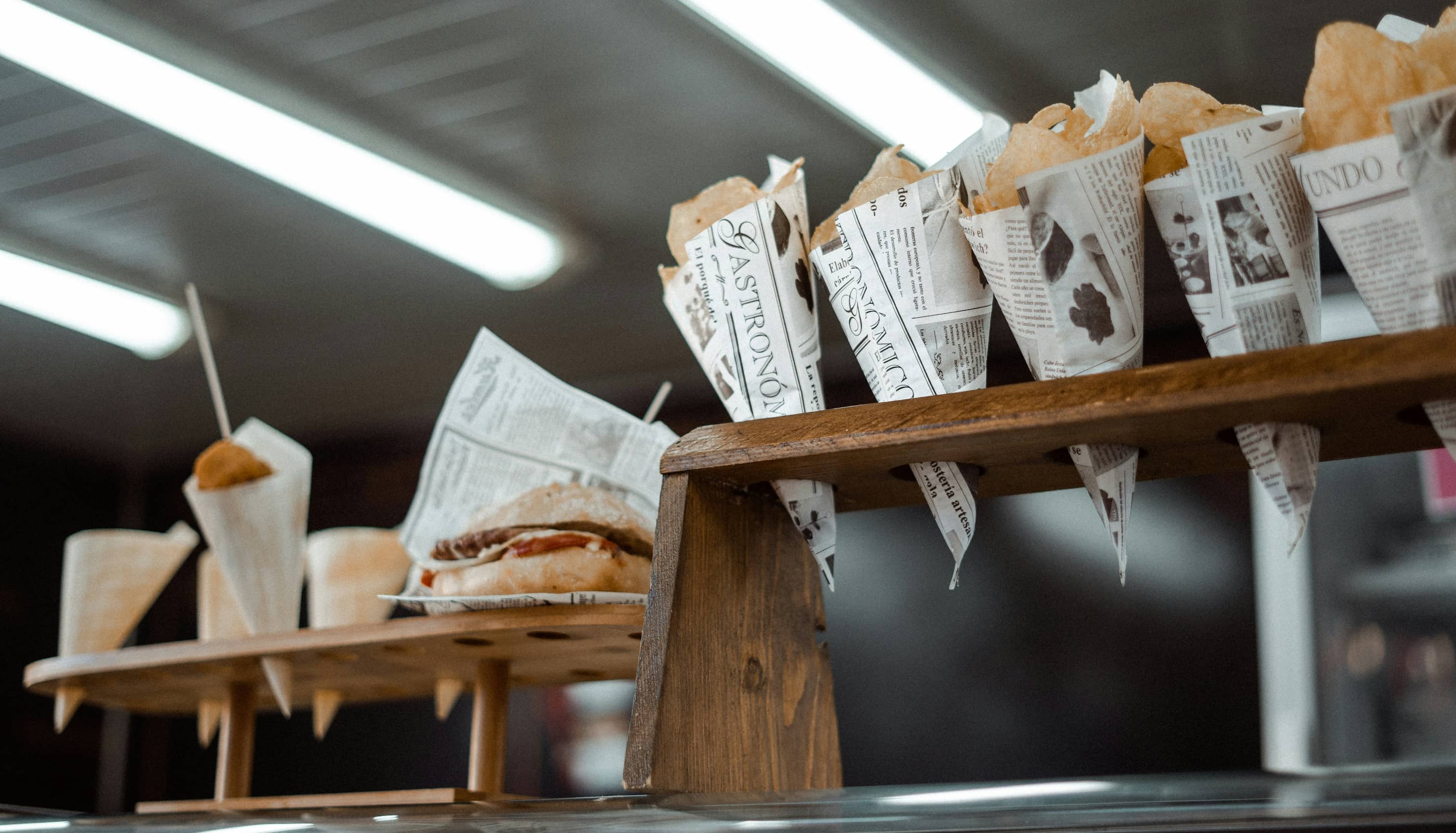 Food truck owner managing orders